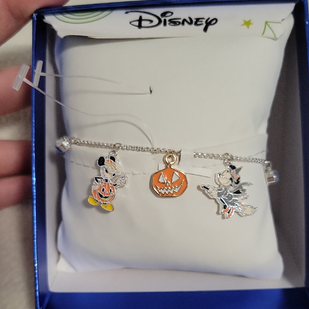Disney Silver Bracelet with Orange and Black Charms
